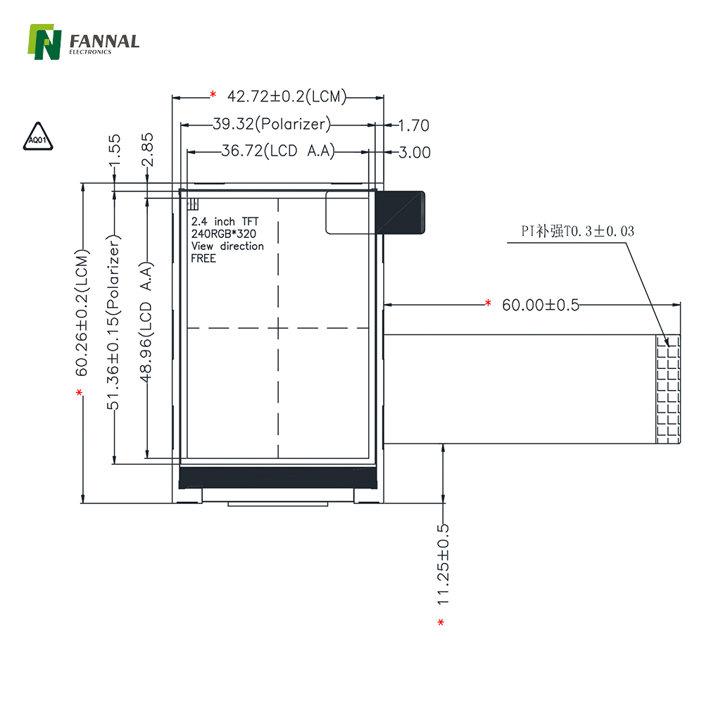 2.4-inch Industrial TFT LCD,240x320, High Brightness ,350cd/m2, MCU&SPI