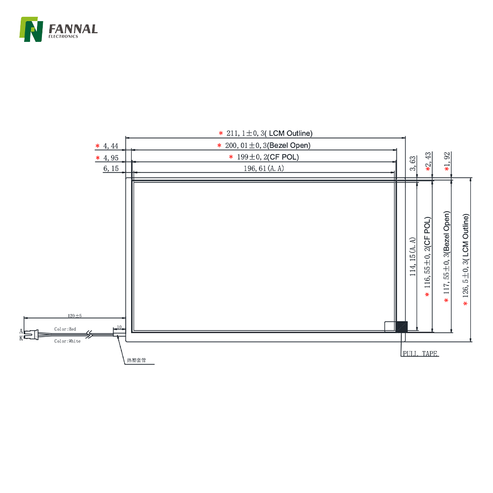9-inch Industrial TFT LCD,1024x600,500cd/m2,40PIN LVDS 